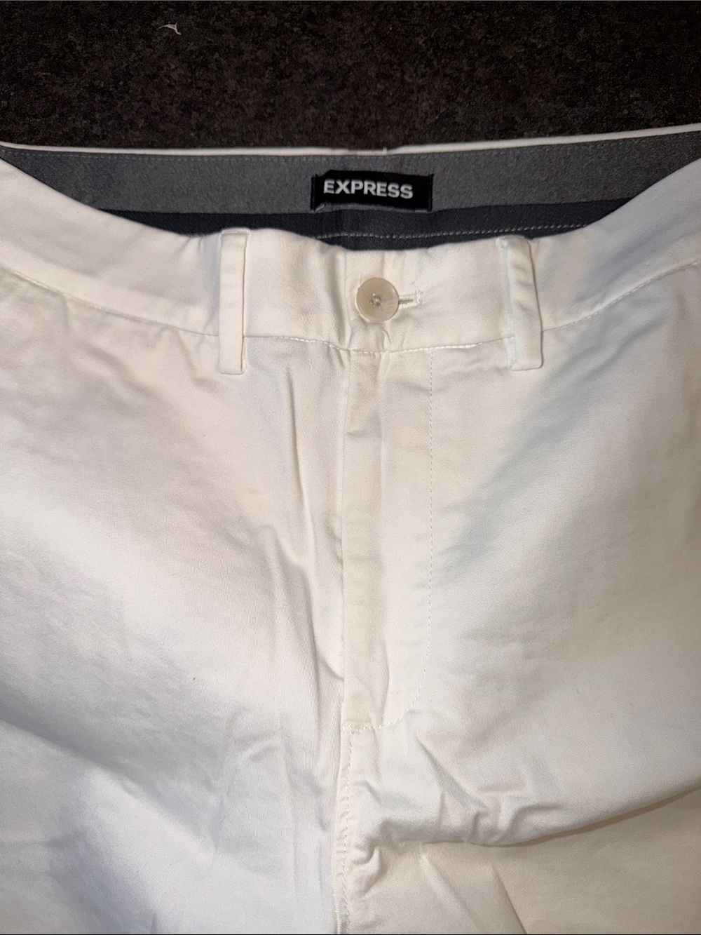 Express White Men’s Flat-Front Cotton Shorts 6” - Picture 3 of 4